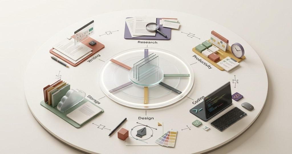 Student Software selection for productivity, research, writing, coding, and study

