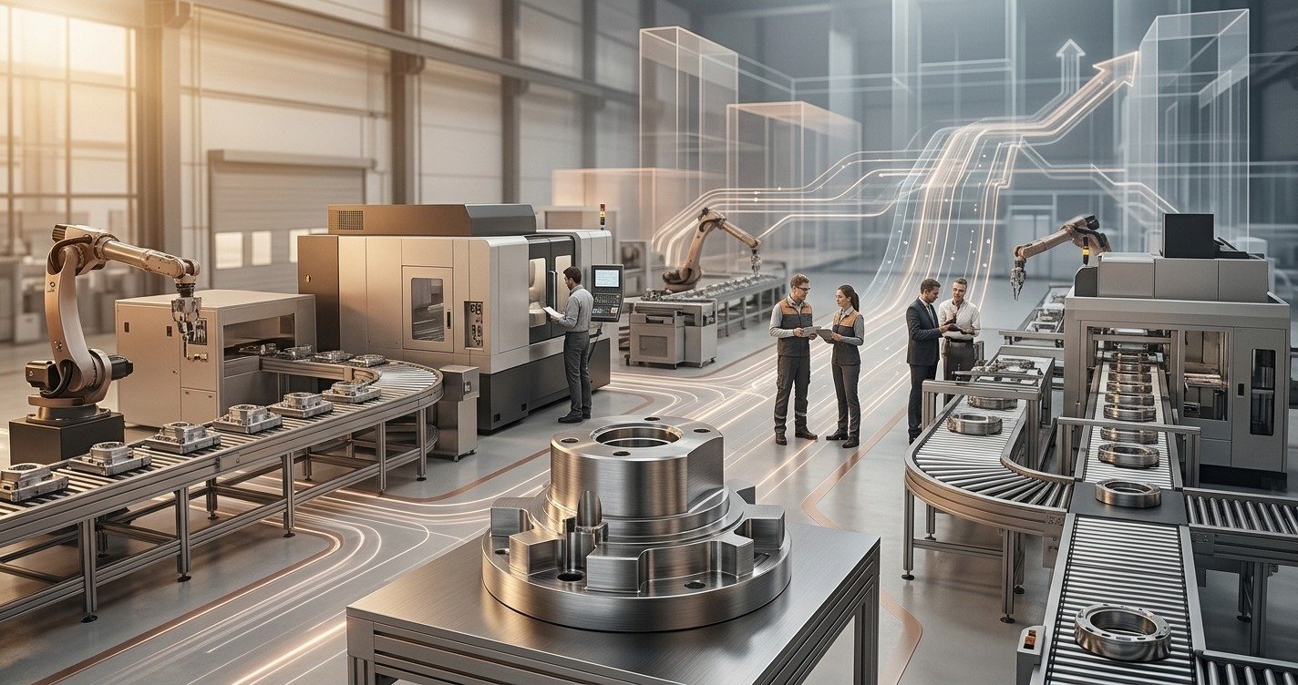 Industrial digital marketing strategy connecting manufacturing operations with online B2B lead generation and business growth